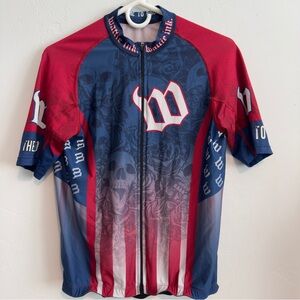 Wattie Ink Red White Blue Skull Full Zip Jersey L